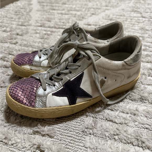 Golden Goose Superstar Sneakers in Cream and Purple Sz 36 - Picture 1 of 8